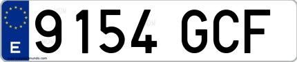 Ejemplo de matrícula española 9154 GCF