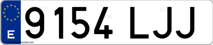 Ejemplo de matrícula de coche ordinaria 9154 LJJ