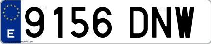 Ejemplo de matrícula de coche ordinaria 9156 DNW