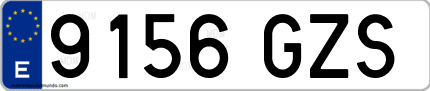 Ejemplo de matrícula de coche ordinaria 9156 GZS