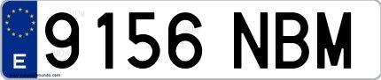 Ejemplo de matrícula española 9156 NBM