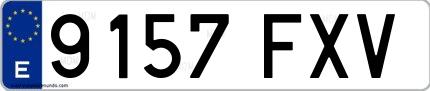 Ejemplo de matrícula española 9157 FXV