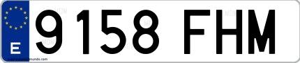Ejemplo de matrícula española 9158 FHM