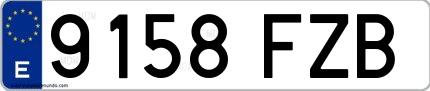 Ejemplo de matrícula española 9158 FZB