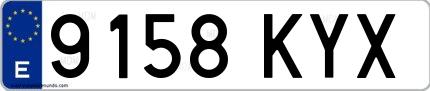 Ejemplo de matrícula española 9158 KYX