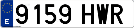 Ejemplo de matrícula de coche ordinaria 9159 HWR