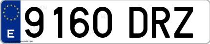 Ejemplo de matrícula española 9160 DRZ