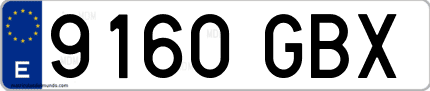 Ejemplo de matrícula de coche ordinaria 9160 GBX