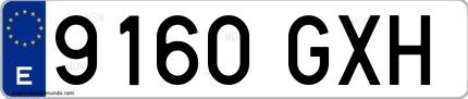Ejemplo de matrícula española 9160 GXH