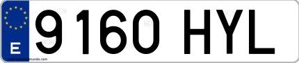 Ejemplo de matrícula española 9160 HYL