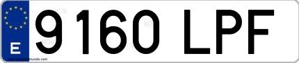 Ejemplo de matrícula española 9160 LPF