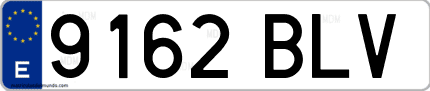 Ejemplo de matrícula de coche ordinaria 9162 BLV