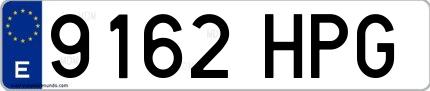 Ejemplo de matrícula española 9162 HPG