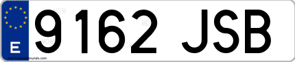 Ejemplo de matrícula de coche ordinaria 9162 JSB