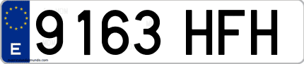 Ejemplo de matrícula de coche ordinaria 9163 HFH
