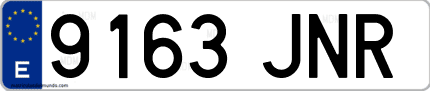 Ejemplo de matrícula de coche ordinaria 9163 JNR