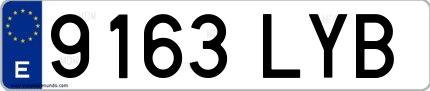 Ejemplo de matrícula española 9163 LYB