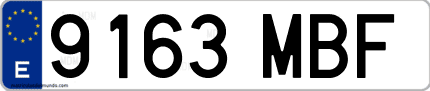 Ejemplo de matrícula de coche ordinaria 9163 MBF