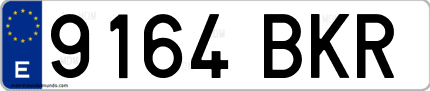 Ejemplo de matrícula de coche ordinaria 9164 BKR