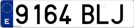 Ejemplo de matrícula española 9164 BLJ