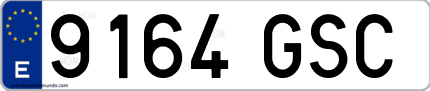 Ejemplo de matrícula de coche ordinaria 9164 GSC