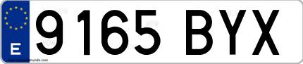 Ejemplo de matrícula de coche ordinaria 9165 BYX