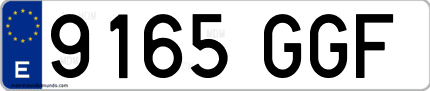 Ejemplo de matrícula de coche ordinaria 9165 GGF