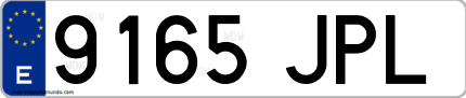 Ejemplo de matrícula de coche ordinaria 9165 JPL