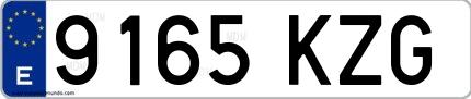 Ejemplo de matrícula española 9165 KZG