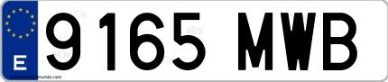 Ejemplo de matrícula española 9165 MWB