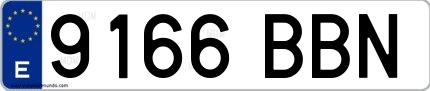 Ejemplo de matrícula española 9166 BBN