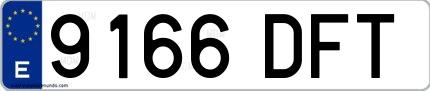 Ejemplo de matrícula española 9166 DFT