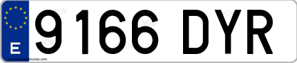 Ejemplo de matrícula de coche ordinaria 9166 DYR