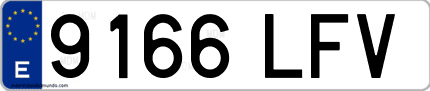 Ejemplo de matrícula de coche ordinaria 9166 LFV