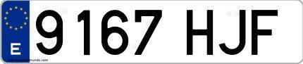 Ejemplo de matrícula española 9167 HJF