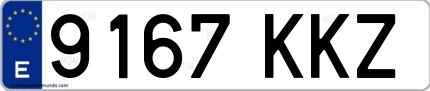 Ejemplo de matrícula española 9167 KKZ