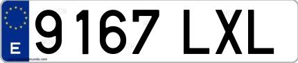 Ejemplo de matrícula española 9167 LXL