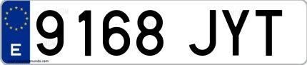 Ejemplo de matrícula española 9168 JYT