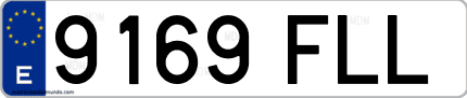Ejemplo de matrícula de coche ordinaria 9169 FLL