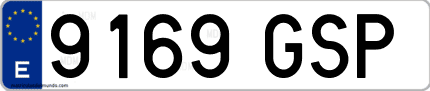 Ejemplo de matrícula de coche ordinaria 9169 GSP