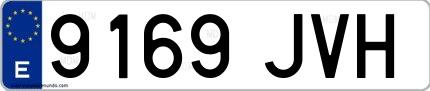 Ejemplo de matrícula española 9169 JVH