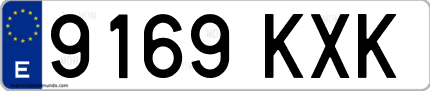 Ejemplo de matrícula de coche ordinaria 9169 KXK