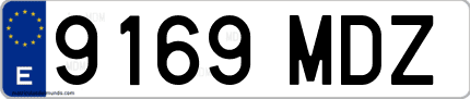 Ejemplo de matrícula de coche ordinaria 9169 MDZ