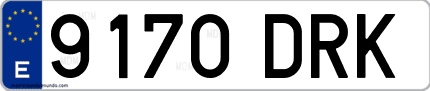 Ejemplo de matrícula de coche ordinaria 9170 DRK