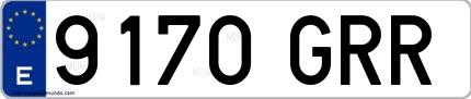 Ejemplo de matrícula española 9170 GRR
