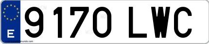 Ejemplo de matrícula española 9170 LWC