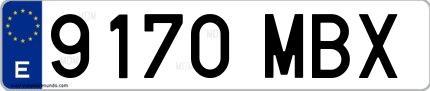 Ejemplo de matrícula española 9170 MBX