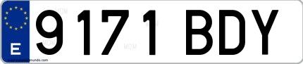 Ejemplo de matrícula española 9171 BDY