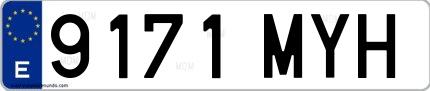 Ejemplo de matrícula española 9171 MYH