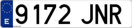 Ejemplo de matrícula de coche ordinaria 9172 JNR
